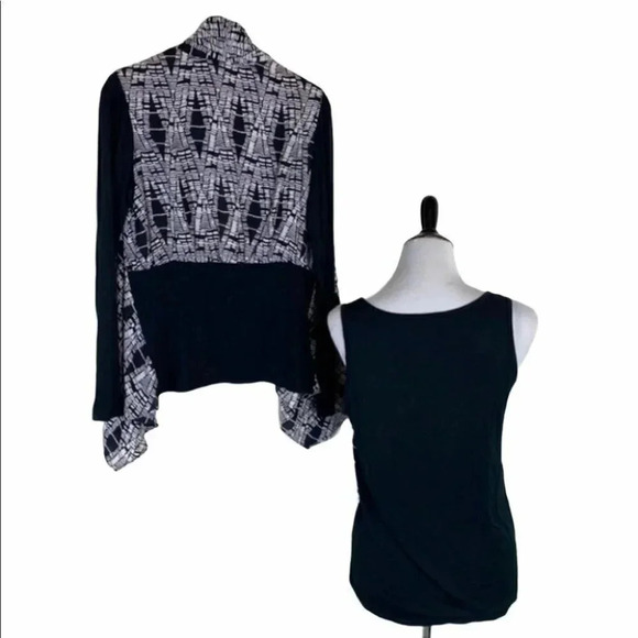 Ellen Weaver LP Black + white print 2 tank top & jacket set - Picture 3 of 8